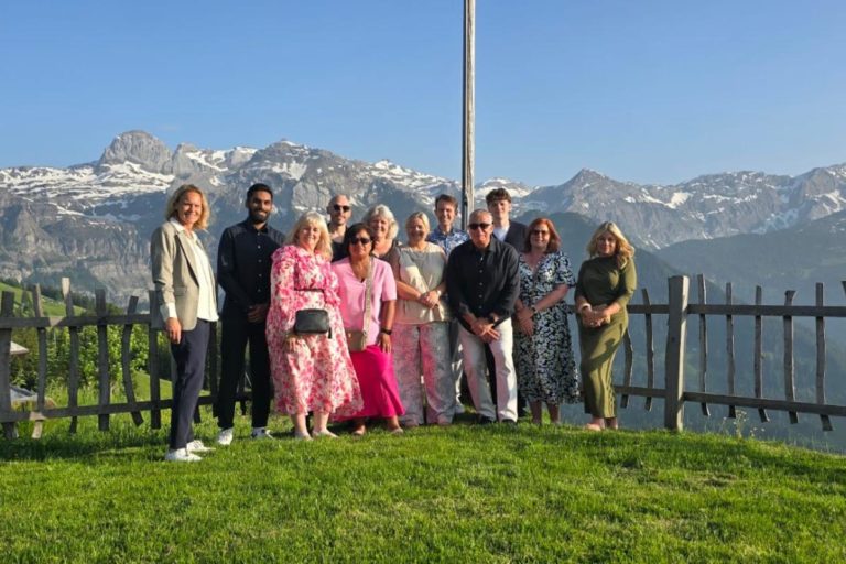 A Group of travel agents on a mountain in Switzerland
