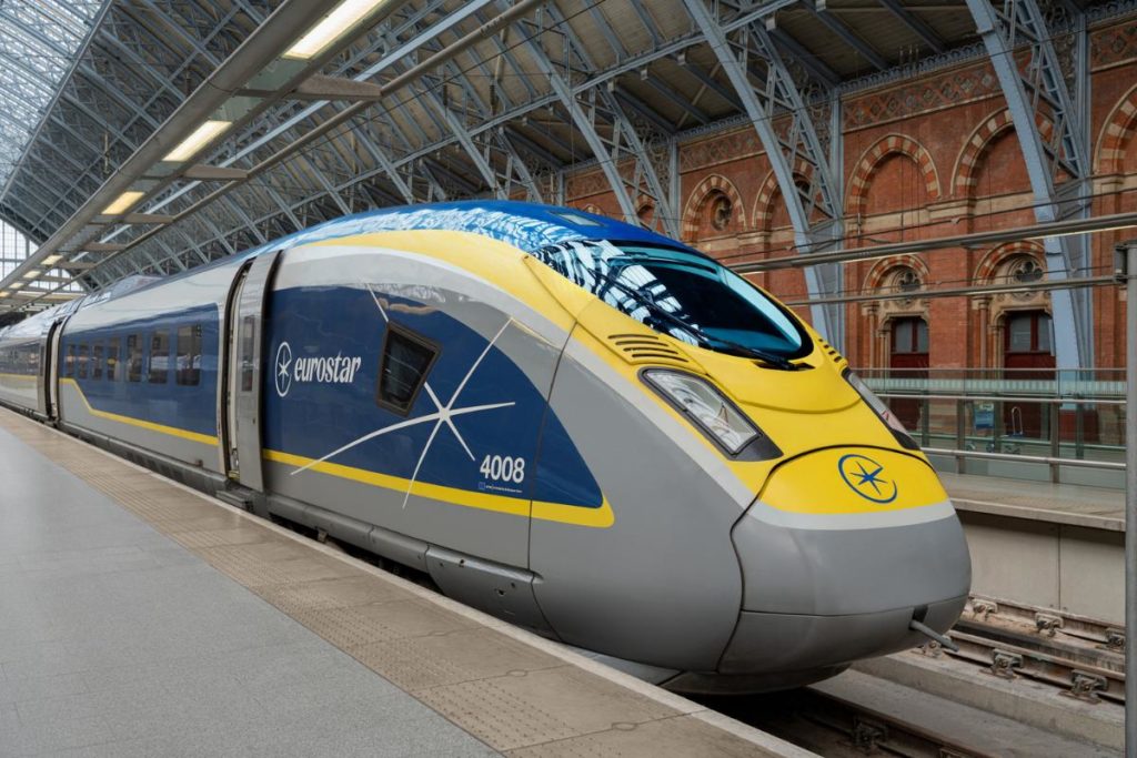 A Eurostar train at St Pancras station