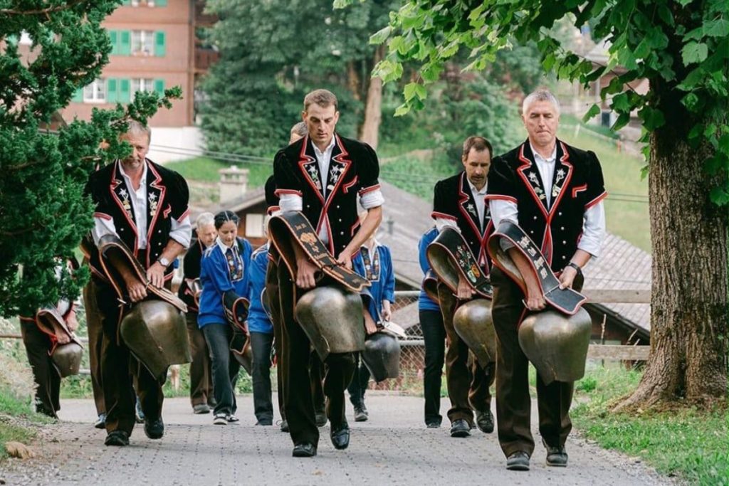 James Wilson with fellow club members on a Trychler Club Parade